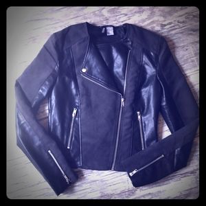 Moto Leather Black & Grey Suede Jacket